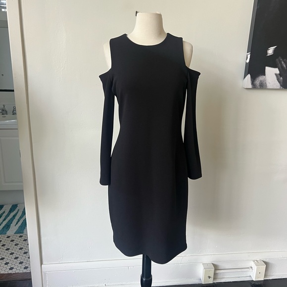Nordstrom Brand Halogen Black Midi BodyCon Long Sleeve Dress - Picture 2 of 9